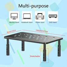 1pc Adjustable Height Monitor Stand, 3-Level Ergonomic Laptop Stand, Suitable For Desktops, Compatible With PC, Laptop, IPad, Great For Office, Home And Study, Black Laptop Stand, Smartphone Stand, PC Stand, Laptop Stand, Wind Turbine Stand, Notebook Stand, Desktop Accessories, Office Desk Accessories, IPad Stand, Back To School Supplies - Black - View 8