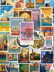 50 miếng dán du lịch phong cách retro, miếng dán ngoài trời, miếng dán quốc gia, miếng dán du lịch cổ điển, miếng dán danh lam thắng cảnh thế giới, miếng dán thẩm mỹ, miếng dán chống thấm nước, miếng dán thẩm mỹ cho sổ tay/laptop, miếng dán ván trượt, miếng dán bình nước, miếng dán sổ tay - Y - Xem 8