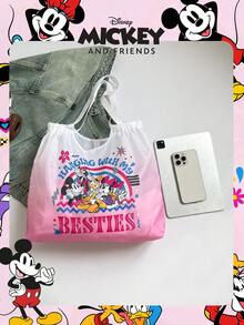 Disney 官方授权米奇购物袋，大容量可折叠手提袋，糖果袋，午餐袋，零食袋，抽绳单肩包，轻便手提包，官方正版授权，可验证真伪，适合男孩/女孩/学生，日常/购物/上学皆宜。 - 粉色 - 查看 5
