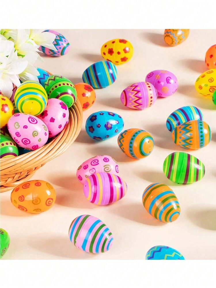 6pcs Easter Pattern Plastic Eggs, Colorful Plastic Easter Eggs, Hollow Plastic Easter Eggs, Fillable Plastic Eggs, Easter Basket Fillers, Easter Decorations, Easter Party Supplies - Multicolor - View 5