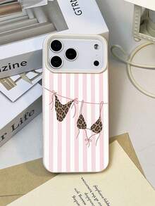 1 chiếc ốp lưng điện thoại bằng da mềm chống thấm nước, chống trượt, họa tiết sọc hồng và da báo tối giản, thích hợp làm quà tặng sinh nhật, quà tặng ngày lễ cho bạn bè, gia đình, người yêu, tương thích với điện thoại Apple. - Nhiều màu - Xem 1