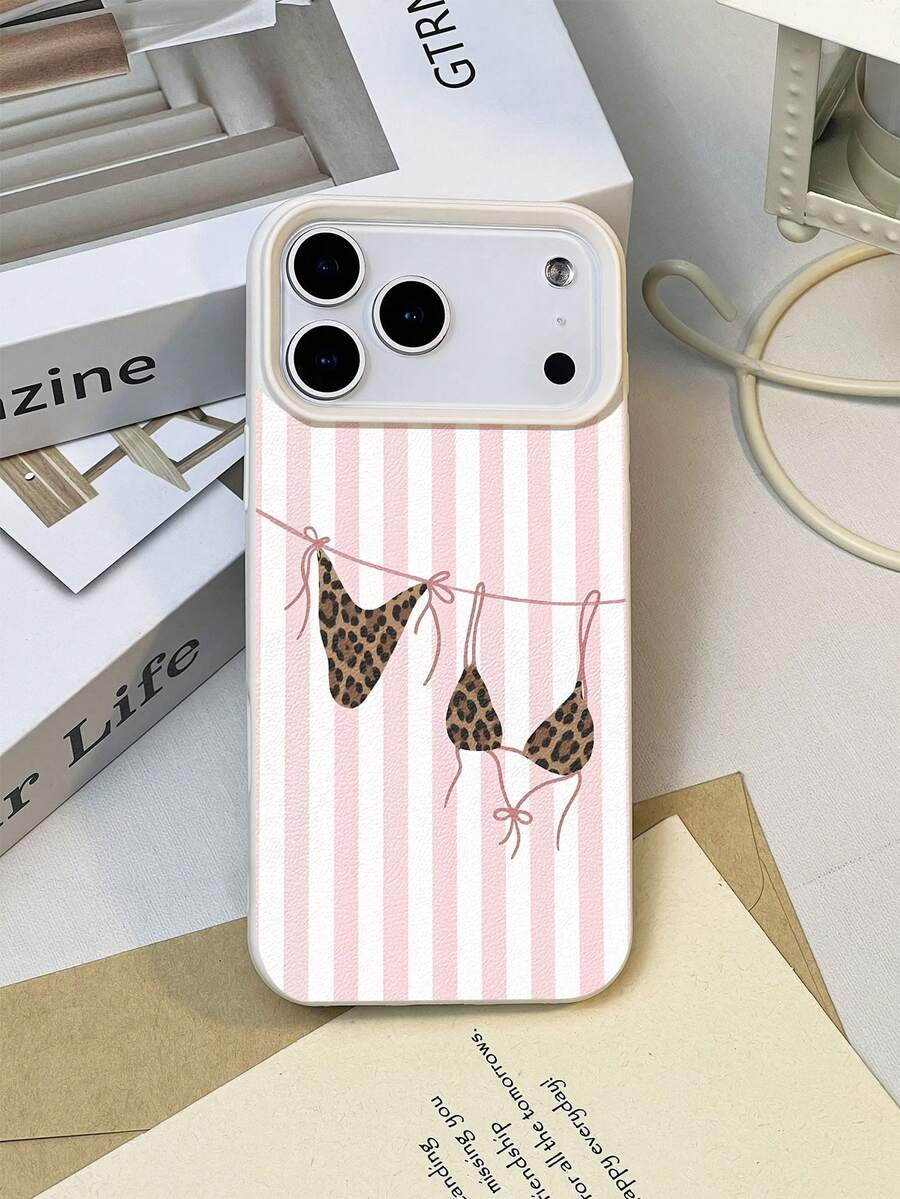 1 chiếc ốp lưng điện thoại bằng da mềm chống thấm nước, chống trượt, họa tiết sọc hồng và da báo tối giản, thích hợp làm quà tặng sinh nhật, quà tặng ngày lễ cho bạn bè, gia đình, người yêu, tương thích với điện thoại Apple. - Nhiều màu - Xem 1