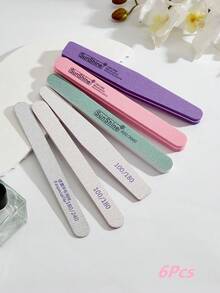 6支/8支装专业半月形、直形、菱形指甲锉，双面可用，可水洗，木质，双面木质指甲锉，适用于天然指甲，专业级，可重复使用，美甲，修脚，弧形 - 彩色 - 查看 5