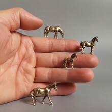 4pcs High Quality Copper-Color Mini Horse Figurines - Micro-Carved Crafts, Room Decor Horse Sculptures | Copper Surface - Moss Terrarium Fish Tank Micro Landscape Decorations - Multicolor - View 2