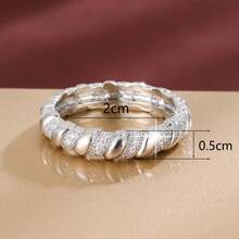 1pc Spiral Shaped Design Cubic Zirconia Inlaid Women Fashion Ring, Casual Gift - Multicolor - View 6