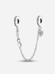 1 pieza Colgante con forma de corazón brillante y con cuentas, adecuado para hacer pulseras, brazaletes y joyería DIY, y para uso diario, apropiado para niñas - Plateado - Ver 13