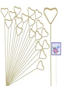 10/20 Pieces Per Pack, Wire Floral Pattern Table Card Holder, Heart-Shaped Photo Memo Holder, Gold Floral Pattern Card Holder, Suitable For Valentine's Day, Weddings, Birthdays, Office, Cake Decorations, Baby Showers, And Floral Gifts. - Gold - View 8