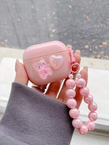 可爱粉色小猫咪造型，兼容耳机盒，苹果1/2代保护壳，兼容 Pro防摔保护壳，带挂绳 - 彩色 - 查看 4