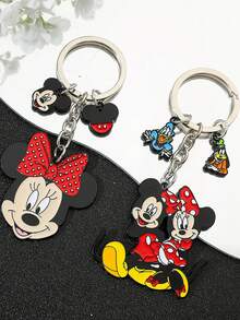 Disney 1pc Cute Cartoon Mickey & Minnie Zinc Alloy Keychain, Fashionable & Delicate Lovely Bow-Tie Mickey Bag Charm, Suitable For Daily Wear Or As A Gift - Multicolor - View 12