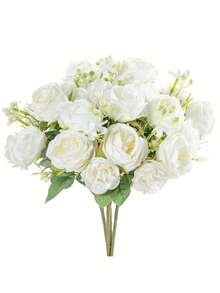 1pc/80stems Romantic Silk Peony Hydrangea Bouquet Artificial Flowers, Plastic Flower Arrangement For Wedding/Home/Bedroom/Living Room/Dining Table Decor, Bridal Bouquet, Mother's Day - White - View 8