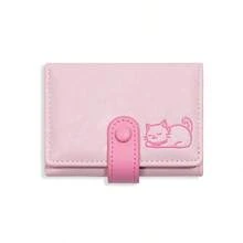 Cat Design Lightweight Multi-Card Slots Coin Purse Trifold Wallet, Gift For Women