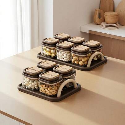 1套全新INS坚果盒，家用客厅葵花籽零食托盘带盖，防尘分隔坚果盘带托盘，适合家庭使用、派对聚会、休闲露营、庆祝活动和节日