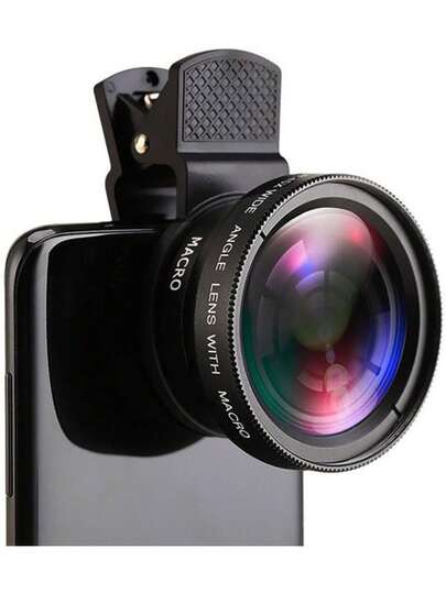 1 pièce Objectif grand angle super large + macro 2-en-1 de 37 mm à clipser pour caméra de smartphone