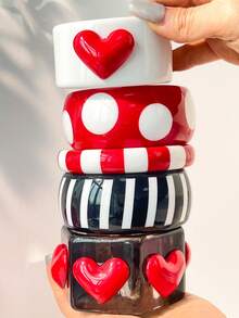 1 chiếc vòng tay hình trái tim màu hồng phối tương phản, đính ngọc trai và đá pha lê, kiểu dáng đa năng phù hợp với thời trang đường phố, vòng tay của các ngôi sao mạng, quà tặng ngày Valentine, quà tặng ngày của mẹ. - Nhiều màu A - Xem 9