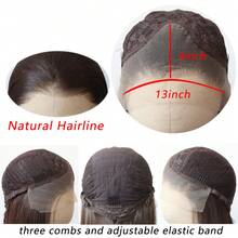 24英寸和40英寸巧克力棕色合成蕾丝前假发，耐热纤维，无需胶水 - 预先拔毛的自然发际线，180%密度深棕色蕾丝前假发，13x4蕾丝区域，适合日常佩戴和角色扮演 - 巧克力棕 - 查看 11