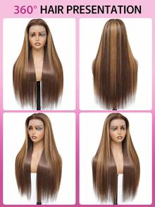 ZHUICHAO 180% High Density 13x4 Super HD Transparent Lace Front Wig, 28/30/32 Inch Straight Hair, P4/27 Honey Blonde Mixed High Temperature Resistant Fiber Wig With Baby Hair For Women - SP4/27 - View 4