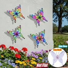 4 PEÇAS Decoração de Parede de Borboleta de Metal Vazado, Escultura de Parede de Arte de Ferro Vibrante e Resistente à Ferrugem de 16 cm para Jardim, Pátio, Quintal, Varanda, Cerca - Presente Perfeito para Família, Amigos, Inauguração e Dia das Mães - Estilo B - Visão 2