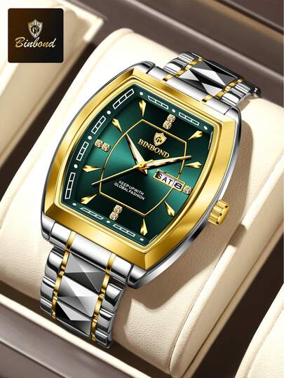 SANDA Men's Watches Luxury Tonneau Original Top Brand Quartz Watch For Men Waterproof Luminous Hand Week Date Male Wrist Watch