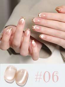 MISS SHAKA 10毫升冰透明粉色玻璃珠猫眼凝胶指甲油，裸粉色瓷白色闪粉，沙龙专供，美白，多用途，热门美甲DIY用品 - 彩色 - 查看 14