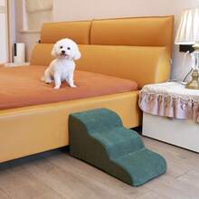 1pc Plush Warm Pet Stair Ramp, Elderly/Small Dog Assistance Ladder, Protect Every Step, Easy Up And Down, Love Lasts Longer. Sofa Bed Dog Steps, Washable Sponge Pet Stairs For Sofa, Bed, Teddy, Small, Elderly Cats And Dogs - Dark Green - View 14