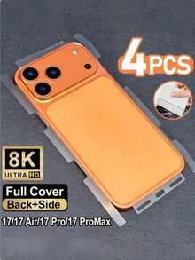 4pcs Full Coverage Hydrogel Back Film, Compatible With 17/17 Pro Max/17 Pro/Air/16/15/Plus/14/Pro Max/13/12 Pro Max, Transparent Screen Protector, Compatible With 17 Pro Max Sticker