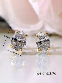 Elegant Cubic Stud Earrings Women Wedding Engagement Anniversary Party Jewelry Valentine's Day Valentines,Mom,Mother,Mother's Day, - 白色 - 查看 6