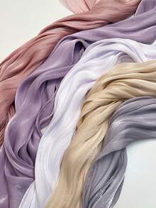 1件深色图案亮褶斗篷纯色披肩头巾头巾，柔软丝滑轻盈面料，女士多功能用途，适合所有季节，可作为晚礼服、派对、旅行、办公或婚礼的配饰，是完美的礼物之选。 - 彩色 - 查看 1