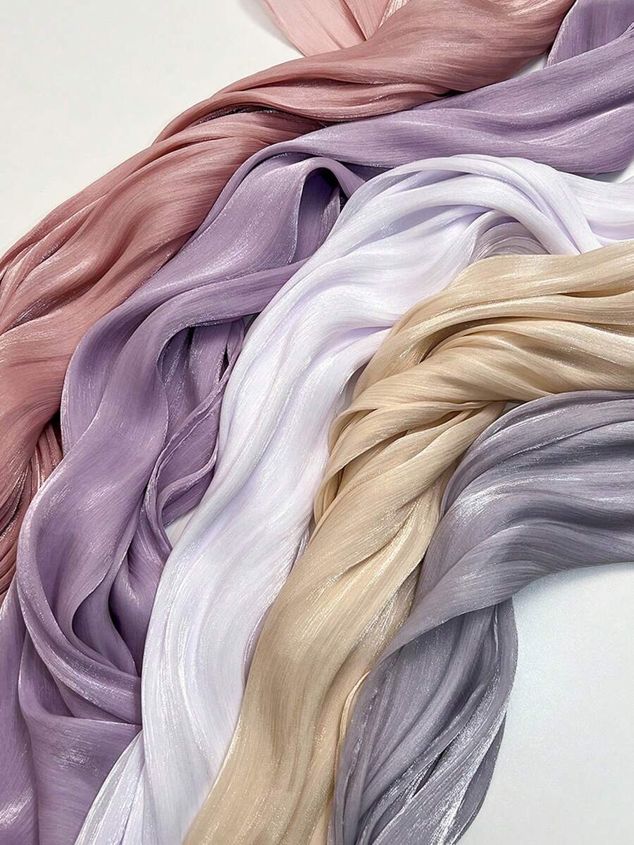 1件深色图案亮褶斗篷纯色披肩头巾头巾，柔软丝滑轻盈面料，女士多功能用途，适合所有季节，可作为晚礼服、派对、旅行、办公或婚礼的配饰，是完美的礼物之选。 - 彩色 - 查看 1