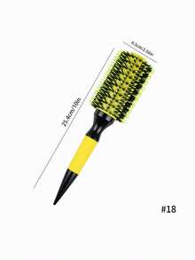 1 Peça/Conjunto Pente Brasileiro - Conjunto de Escovas de Cabelo Brasileiras de Alumínio Amarelo - Escova de Cerdas de Náilon e Cerdas de Javali para Todos os Tipos de Cabelo, Inclui Pente Desembaraçador de Cabelo com Cabo de Madeira, Pente para Cachos, Borla de Ar, Pente Quente em Formato de Pêra - Multicolorido - Visão 7