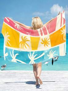 1 buc. Prosop de plajă personalizat cu imprimeu de palmier, pătură de plajă din microfibră extra mare, super moale, uscare rapidă și foarte absorbantă, reversibilă, șal cu protecție solară, ideal pentru vacanță, călătorii, saltea de yoga - Multicolor - Vizualizare 5