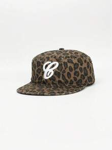 1pc Men's G Letter Embroidered Leopard Print Snapback Hat, Street Hip Hop Cap, Warm Sun Protection Plaid Flat Brim Hat, Christmas Gift - B - View 20