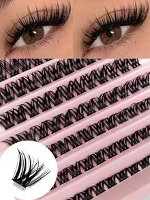 120 Pcs C Curl Individual Lashes Natural Look False Eyelashes 8-16mm Mixed Length Soft Fluffy Wispy Faux Mink Lashes Makeup Extensions Lashes DIY At Home Lash Clusters Eye Lash Clusters,Individual Eyelashes,Lashes,Fake Lashes - C - View 2
