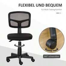 Ergonomic Office Chair, Height-Adjustable Swivel Chair, Space-Saving, Black - 黑色 - 查看 5