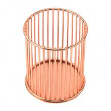 Fashionable & Practical Vanity Makeup Organizer - Gold Metal Pen Holder, Makeup Brush Cup, And Pencil Cup - Straight Pen Holder - View 9