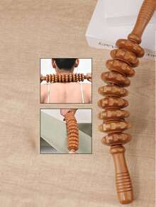 木质按摩滚轮工具,手动按摩滚轮棒,用于塑形、淋巴引流、减少橘皮组织以及按摩腰部、大腿和腹部肌肉。适用于学校、返校季、暑假、海滩旅行、居家使用、水疗、按摩等多种场合。 - 咖啡棕 - 查看 4