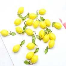 50pcs/Bag Acrylic Lemon Leaf Pendant DIY Bracelet, Phone Chain, Fruit Charm, Earrings, Jewelry Accessories