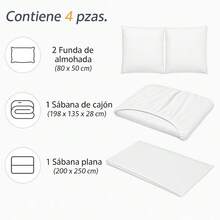 Juego de Sábanas de Microfibra Premium Tipo Satén Suaves y Frescas con Bolsillo Profundo para Cama Individual Matrimonial Queen King Incluye Sábana de Cajón Sábana Plana y Fundas de Almohada - Blanco - Ver 6