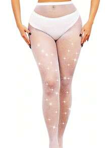 Women's Rhinestone Decorated Fishnet Tights, Shiny Mesh Pantyhose, Available In Multiple Colors, Suitable For Party And Nightclub Wear - Multicolor - View 7