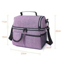 DQST Lonchera Térmica con Doble Compartimento para Hombres Mujeres Bolsa de Almuerzo con Correa para El Hombro. Púrpura - Prpura - Ver 5