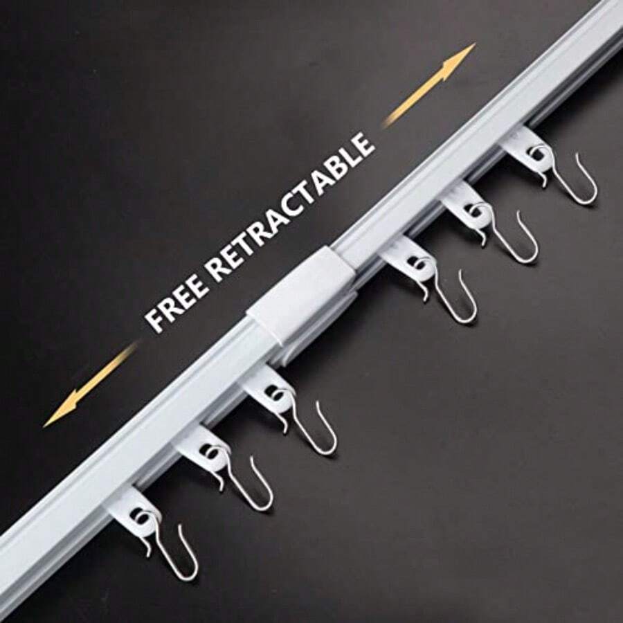 Riel de cortina de techo retráctil para cortinas, 3 a 6 pies, riel divisor de habitación con rodillos silenciosos y ganchos, ideal para sala de estar, recámara, ducha, RV, decoración hogar mexicano - 4,8 pies - 8,15 pies (1 juego) - Ver 1