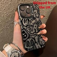 An All-Around Shockproof Phone Case Made Of Black Acrylic Material With A Quirky Pattern Design On The Surface - Translucent Black - View 1