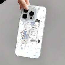 Estuche para teléfono con patrón de gato y estrella compatible con  17,  16 Pro Max,  15 Pro Max,  13 y  12 Brinda protección contra golpes y caídas Un gran regalo para familiares, amigos, seres queridos, novios, novias y el Día de San Valentín - Blanco - Ver 5