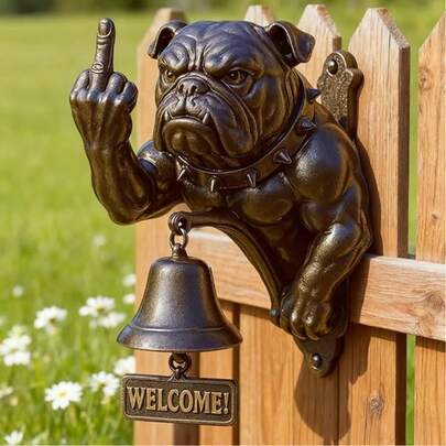 Dog Welcome Doorbell Series - Unique Animal Doorbells - Vintage Cast Iron Wind Chimes - Novelty Hound Hanging Statue Ornaments - Outdoor Decoration For Puppies, Dinner Bells (Different Types Of Bells Available For Purchase Separately)