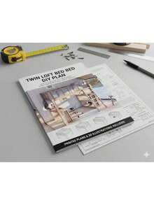 Planos impresos DIY de cama litera doble con escritorio y almacenamiento: proyecto impreso de carpintería fácil para principiantes - 1 - Ver 6