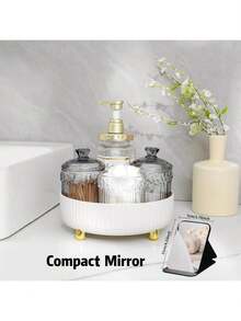 360°旋转化妆品及香水收纳盒，1个大容量梳妆托盘，多功能圆形化妆品收纳架，优雅设计，母亲节礼物