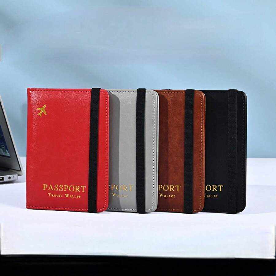 1 pieza Cartera de viaje de pasaporte de piel sintética | Portador de tarjetas multiusos con estampado de avión | Organizador de documentos unisex para hombres Cartera mini Cartera Monedero Cartera pequeña Cartera de tarjetas Regalos para hombres y mujeres Cartera de dinero Regalo del Día de la Madre Esencial de crucero Cosas lindas Clip de dinero - Multicolor - Ver 1