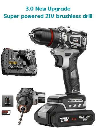 21V Cordless Drill Set, With 2.0Ah Battery, 21+1 Torque Settings, High/Low Speed, For Screwing And Drilling