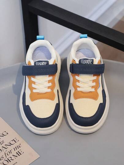 1 đôi giày thể thao đế dày unisex, phối nhiều màu, khóa dán, giày thể thao thường ngày phù hợp cho học sinh và trẻ em.