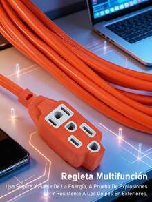 EXTENSIÓN ELÉCTRICA MULTICONTACTO USO RUDO 15 METROS 4 ENCHUFES - Tipo de Enchufe A USA (110-127V) - Ver 6