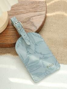 1 pieza Etiqueta de equipaje personalizada con nombre, adecuada para maletas, etiqueta de equipaje con palabra de nombre en letra dorada personalizada con patrón de flores grabado, etiqueta de cuero genuino personalizada con tarjeta de visita oculta, accesorio de viaje, hecho a mano, regalo elegante para dama de honor - Multicolor - Ver 13